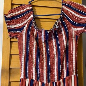 Red, Blue, And White stripped romper